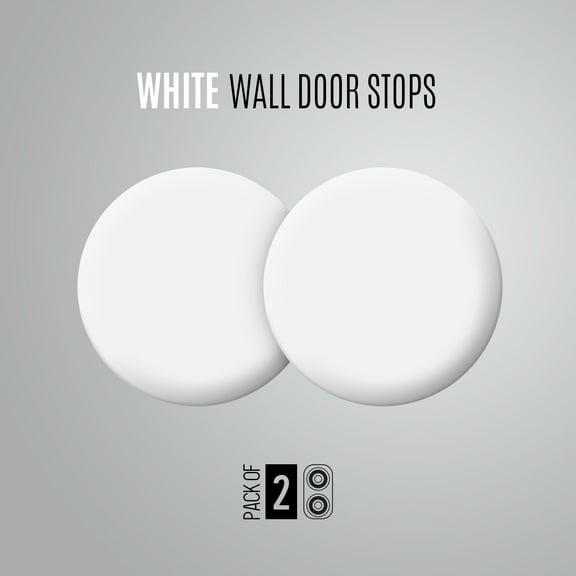 Wall Door Stops, Self adhesive 3M White Door Knob Bumpers 0.3 inch thick - 1.6 inch diameter (2 Pack)
