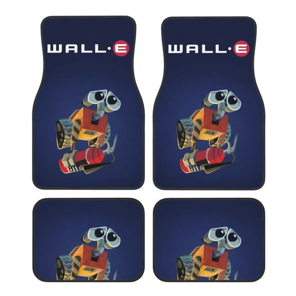 Wall-E Car Floor Mats Set of 4, Anti-Skid Universal Automotive Carpet Front Rear Floor Foot Pads Interior Accessories Decorative for Vehicle Car Truck SUV Van