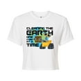 thumbnail image 1 of Wall-E - Cleaning The Earth - Juniors Cropped Cotton Blend T-Shirt, 1 of 4
