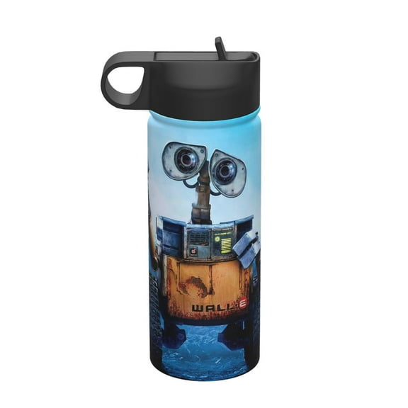 Wall-E Insulated Water Bottle, 18oz Vacuum Stainless Steel Sports Kettle With Straw Lid, Leakproof Drinking Thermos Cup For Outdoor Gym Travel