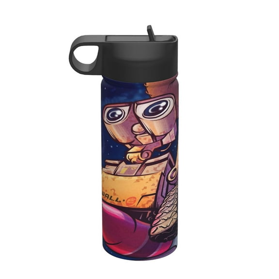 Wall-E Insulated Water Bottle, 18oz Vacuum Stainless Steel Sports Kettle With Straw Lid, Leakproof Drinking Thermos Cup For Outdoor Gym Travel