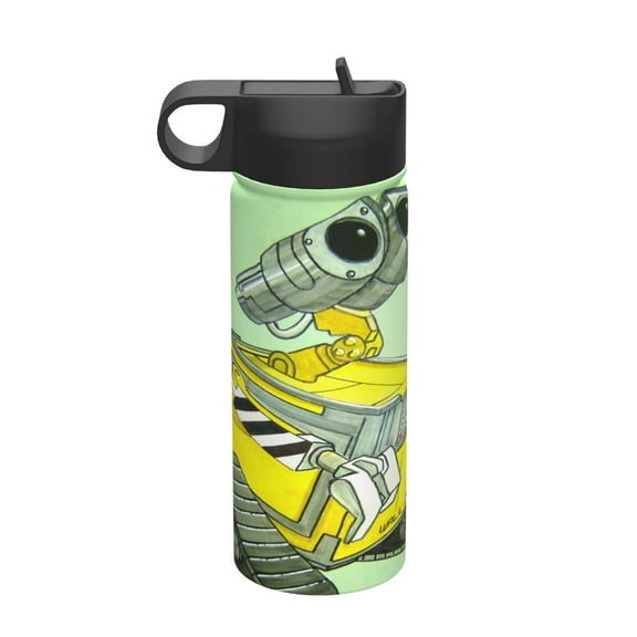 Wall-E Insulated Water Bottle, 18oz Vacuum Stainless Steel Sports Kettle With Straw Lid, Leakproof Drinking Thermos Cup For Outdoor Gym Travel