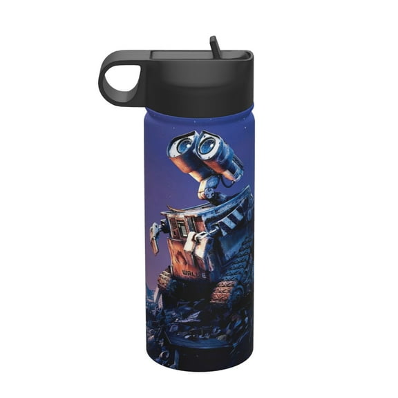 Wall-E Insulated Water Bottle, 18oz Vacuum Stainless Steel Sports Kettle With Straw Lid, Leakproof Drinking Thermos Cup For Outdoor Gym Travel