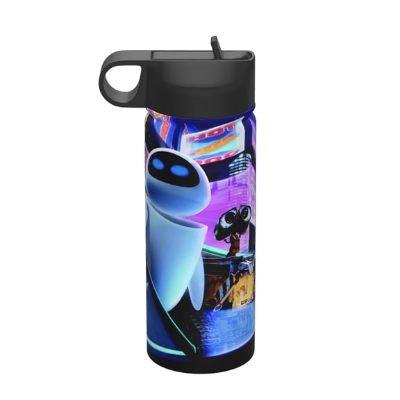 Wall-E Insulated Water Bottle, 18oz Vacuum Stainless Steel Sports Kettle With Straw Lid, Leakproof Drinking Thermos Cup For Outdoor Gym Travel