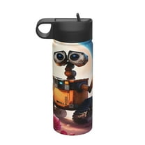 Wall-E Insulated Water Bottle, 18oz Vacuum Stainless Steel Sports Kettle With Straw Lid, Leakproof Drinking Thermos Cup For Outdoor Gym Travel