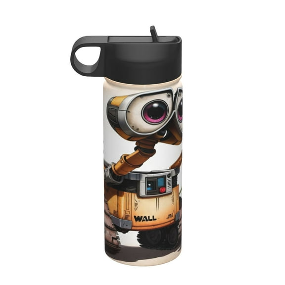 Wall-E Insulated Water Bottle, 18oz Vacuum Stainless Steel Sports Kettle With Straw Lid, Leakproof Drinking Thermos Cup For Outdoor Gym Travel