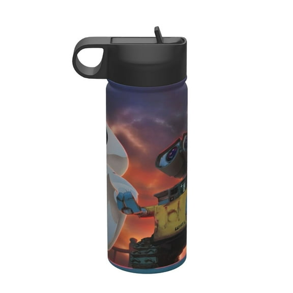 Wall-E Insulated Water Bottle, 18oz Vacuum Stainless Steel Sports Kettle With Straw Lid, Leakproof Drinking Thermos Cup For Outdoor Gym Travel