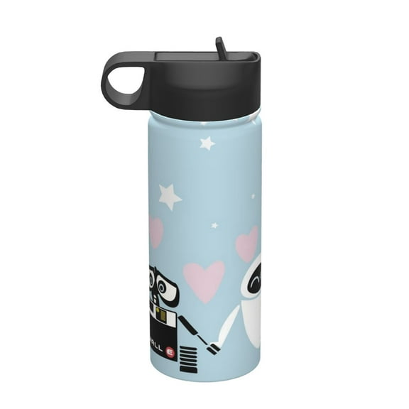 Wall-E Insulated Water Bottle, 18oz Vacuum Stainless Steel Sports Kettle With Straw Lid, Leakproof Drinking Thermos Cup For Outdoor Gym Travel