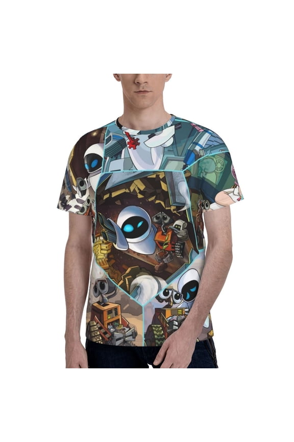 Wall-E Men's T Shirt Summer Casual Fashion Unisex Short Sleeve Graphic Crew Neck Tees Tops