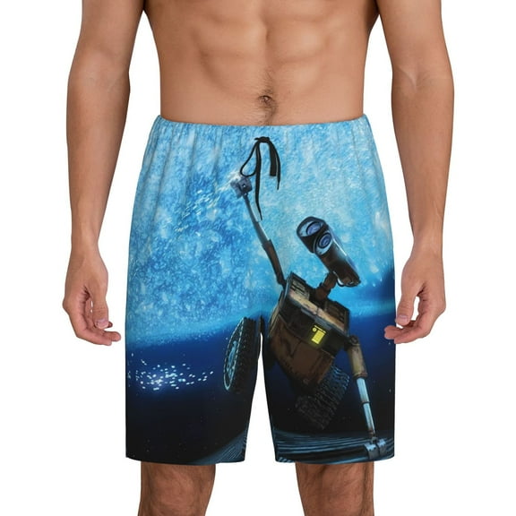 Wall-E Pajama Shorts for Men, Summer Graphic Lounge Pajama Bottoms Soft Sleep Pjs Pants with Drawstring & Pockets