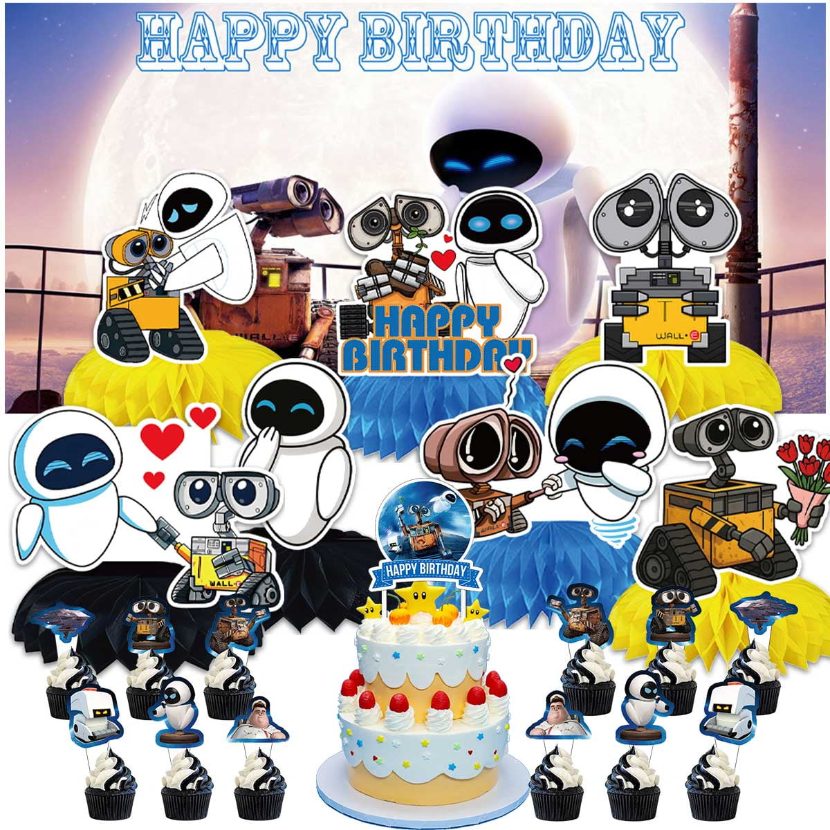 Wall E Party Decorations Decor Supplies Honeycomb Centerpieces Table ...