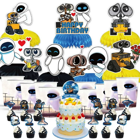 Wall E Party Supplies Decor Cups Fans Decorations Honeycomb Centerpieces Cake Toppers