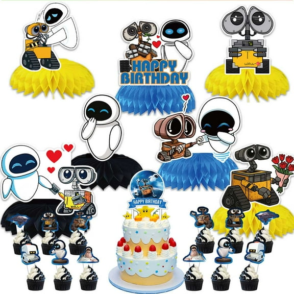 Wall E Party Supplies Honeycomb Centerpieces Table Toppers Cake Toppers Decorations for Birthday Photo Props