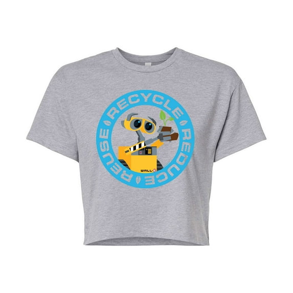 Wall-E - Recycle, Reuse, Reduce - Juniors Cropped Cotton Blend T-Shirt