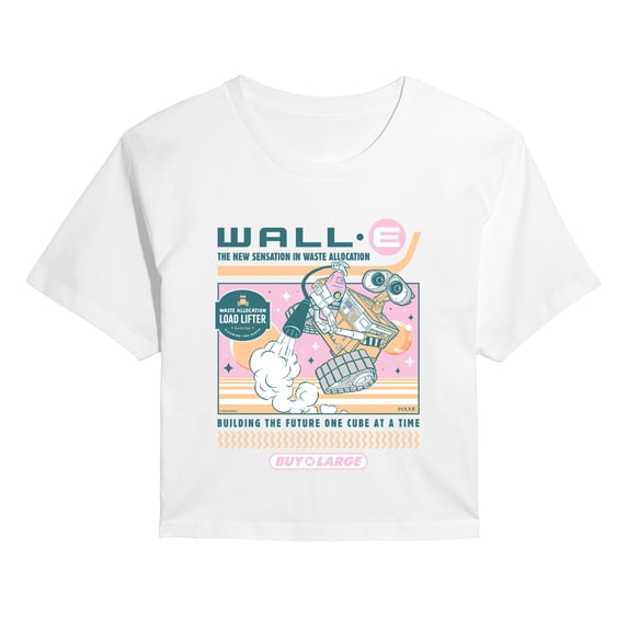 Wall-E - Retro Space - Juniors Cropped Graphic T-Shirt