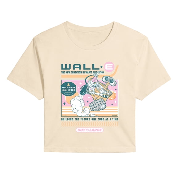 Wall-E - Retro Space - Juniors Cropped Graphic T-Shirt