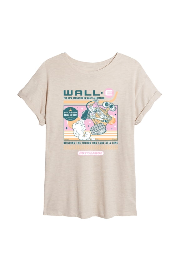 - Retro Space - Juniors Oversized Graphic T-Shirt