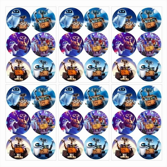 Wall E Stickers Party Favors Labels Birthday Thank You Themed Round Circle Baby Shower 60pcs