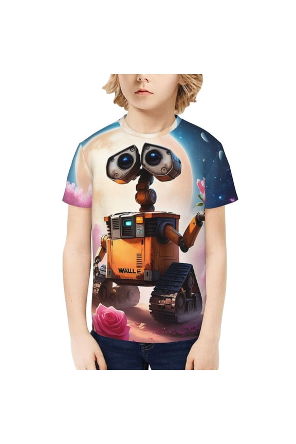 Wall-E T-Shirt for Boys Girls Youth, 3D Printed Graphic T-Shirts Short Sleeve Summer Casual Tee Shirts for Kids