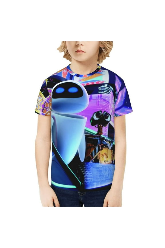 Wall-E T-Shirt for Boys Girls Youth, 3D Printed Graphic T-Shirts Short Sleeve Summer Casual Tee Shirts for Kids