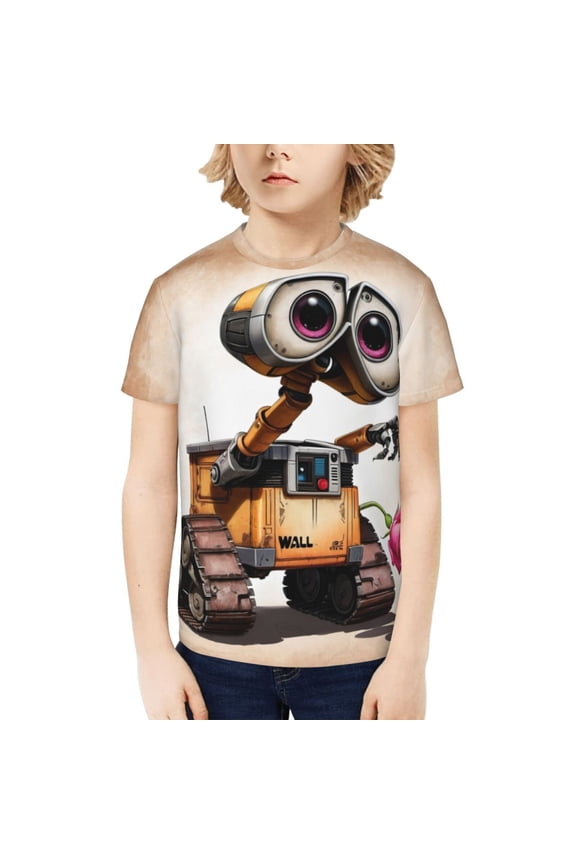 Wall-E T-Shirt for Boys Girls Youth, 3D Printed Graphic T-Shirts Short Sleeve Summer Casual Tee Shirts for Kids