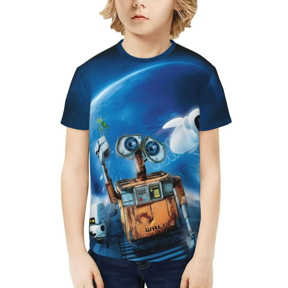 Wall-E T-Shirt for Boys Girls Youth, 3D Printed Graphic T-Shirts Short Sleeve Summer Casual Tee Shirts for Kids