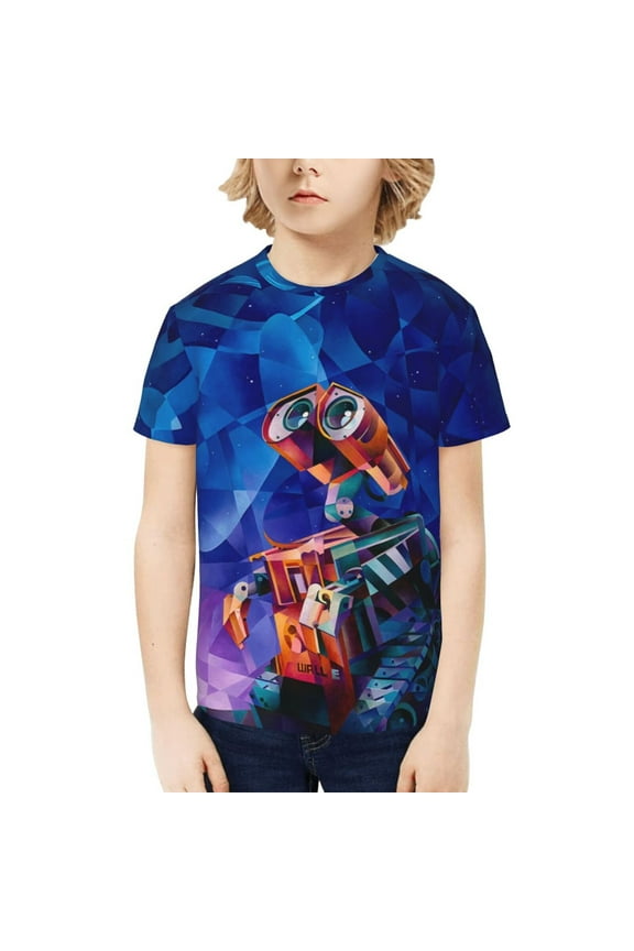Wall-E T-Shirt for Boys Girls Youth, 3D Printed Graphic T-Shirts Short Sleeve Summer Casual Tee Shirts for Kids