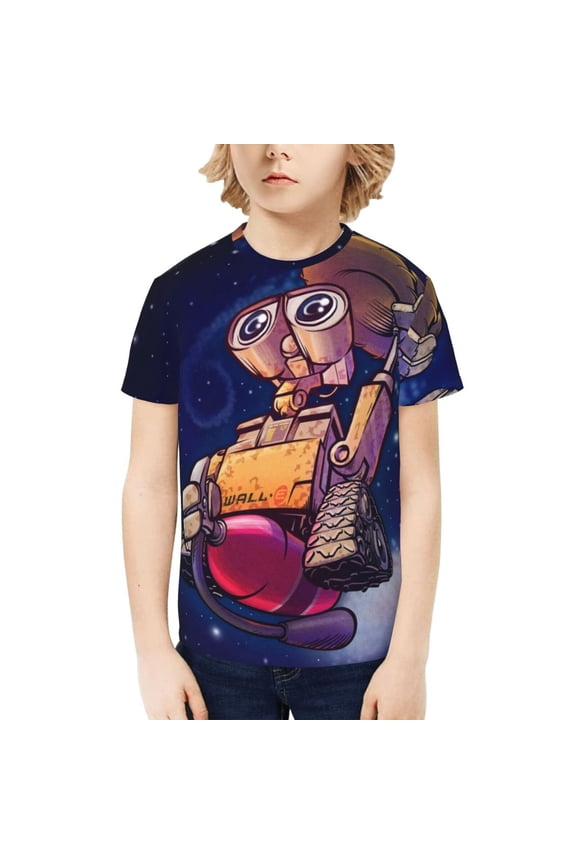 Wall-E T-Shirt for Boys Girls Youth, 3D Printed Graphic T-Shirts Short Sleeve Summer Casual Tee Shirts for Kids