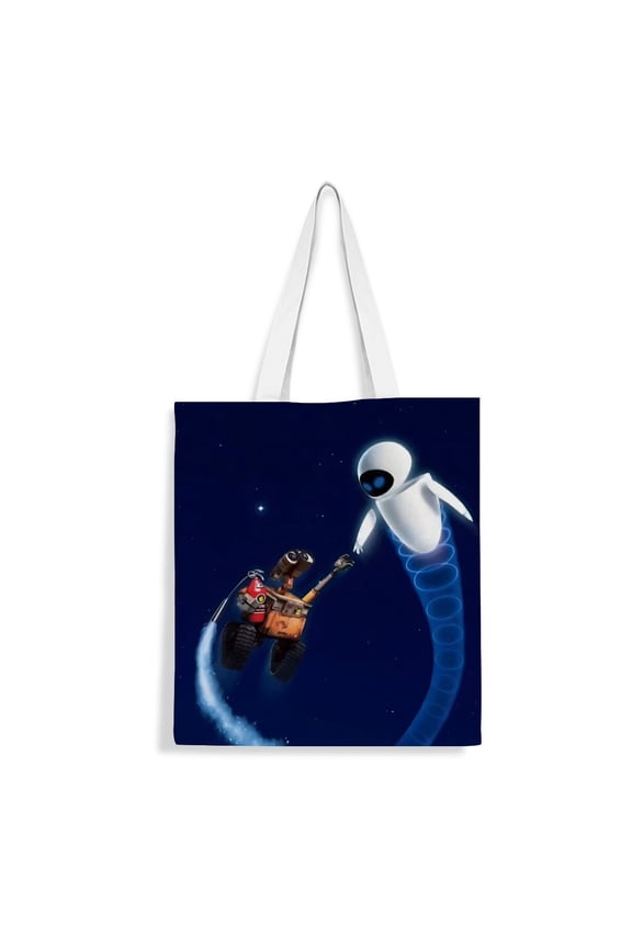 Wall E canvas Tote Bag handbag: Adorable reusable shopping tote for women, ideal for groceries. Features an inner zipper, dimensions 13.8 x 15.8 inches (35x40cm).