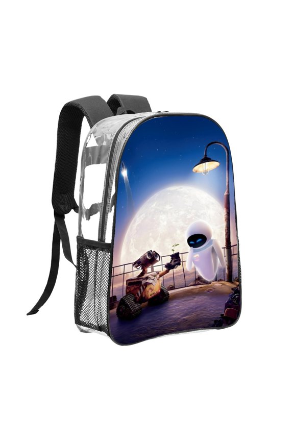 Wall E-theme Clear Backpack Heavy Duty Transparent Bag See Through Bookbag for Work, Sport, College, Travel12.2X16.9"(31X43cm)