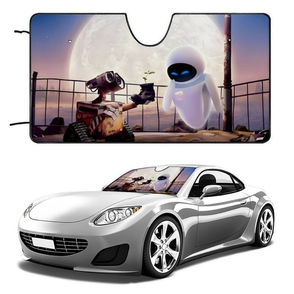 Wall E-theme Windshield Sun Shade Front Protector Folding Car Sun Visor Blocks Uv Rays Keeps Your Vehicle Cool56in*30in(140cm*76cm)