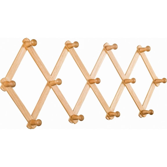 Wall Expandable Coat Rack Accordion Style Hat Rack Coffee Mug Hanger 13 Pegs/Hooks Hang Key Bag Umbrella Necktie Purse ()