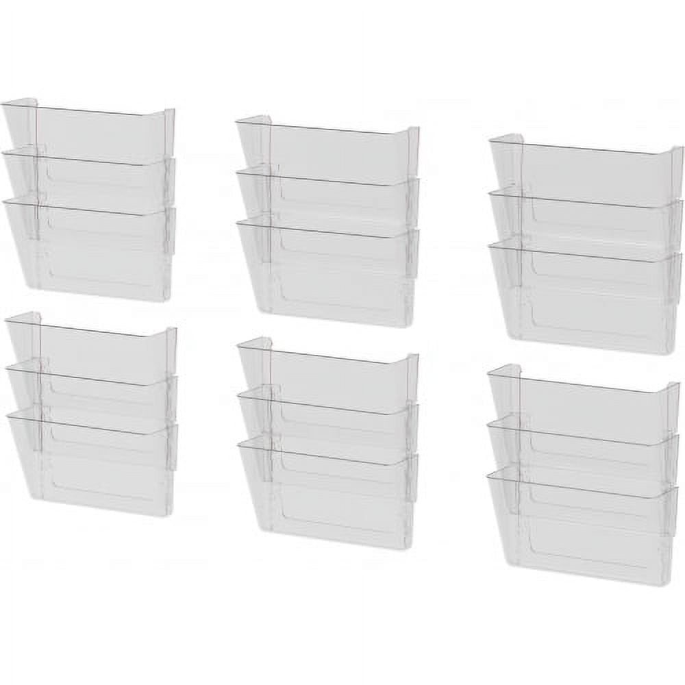 Clear Three-Pocket Wall File Organizer, 13 x 14 in