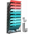 thumbnail image 1 of Wall File Organizer, 10 Pockets Mesh Hanging File Organizer, Wall Mount File Holder With Hooks, Wall Organizer Magazine Rack for Office Supplies, Black, 1 of 6