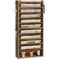 thumbnail image 1 of Wall File Organizer, 10-Tier Hanging Mail Organizer, Wall Mount File Holder with 4 Side Hooks, Mail and Storage Organizer, Wooden Vertical Hanging Holder for Office, Rustic Brown, 1 of 9