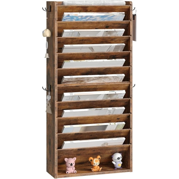 Wall File Organizer, 10-Tier Hanging Mail Organizer, Wall Mount File Holder with