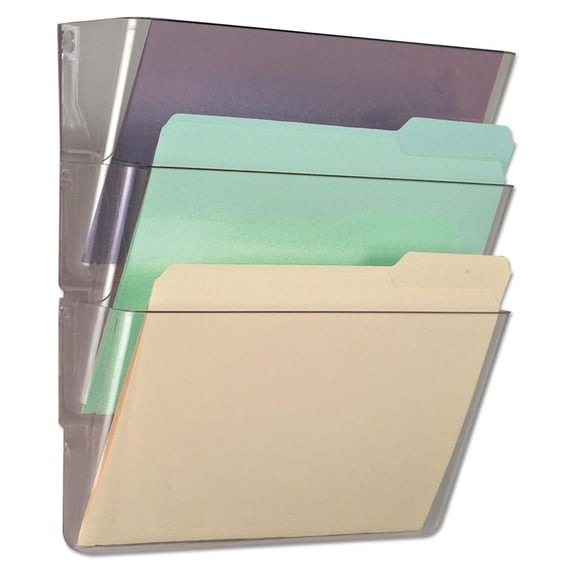 Wall File Organizer 3-Pocket, Letter Size Clear File Folders - Starter Set for Home, Office, School Documents, Bills, Receipts, Paper Management