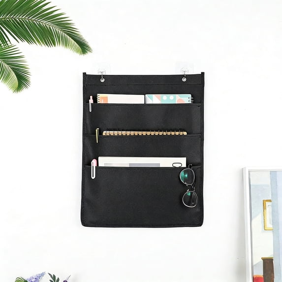 Wall File Organizer – Hanging Document Storage Bag | Non-Woven Portable Folder Holder, Multi-Pocket Design, Wall Mounted Office School Use | Gray or Black | 42.9 x 15.3 in