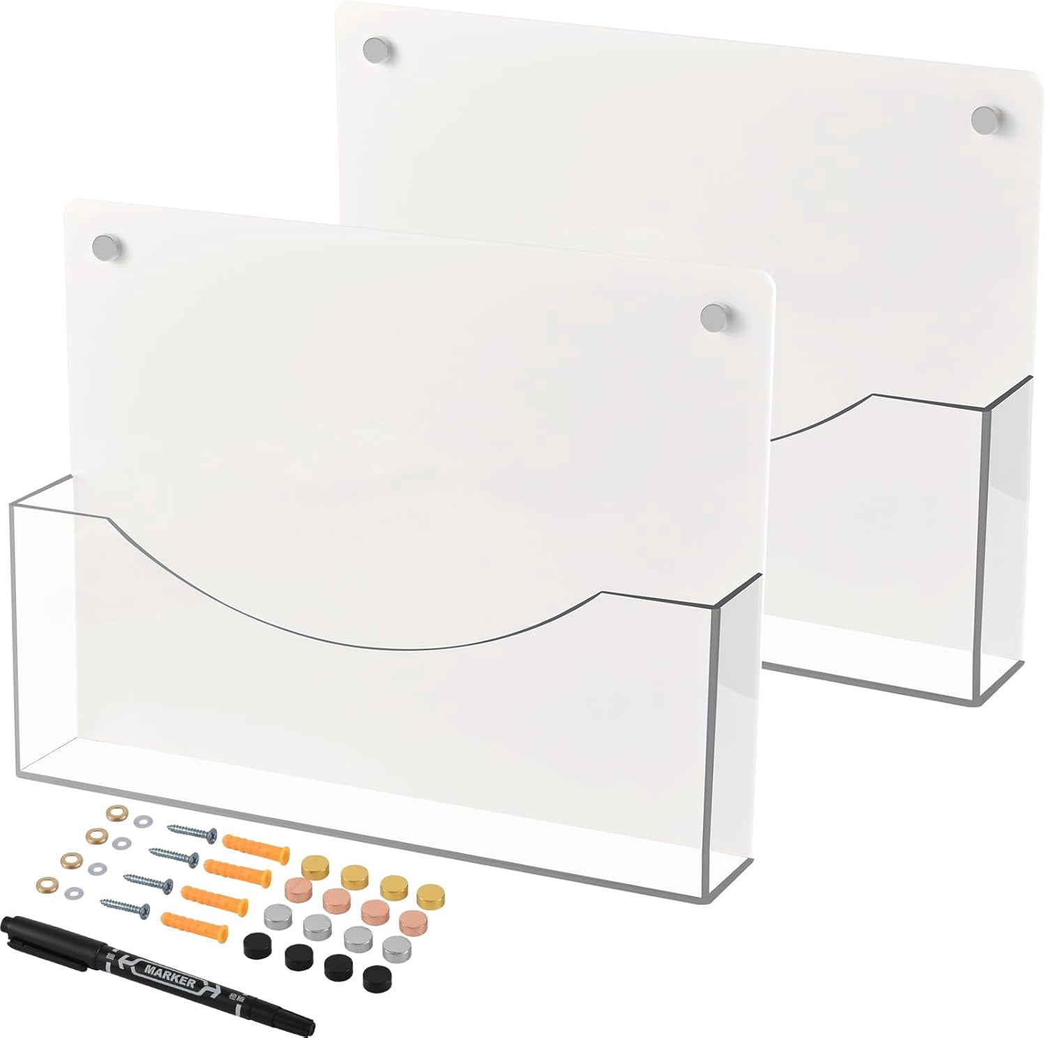 Wall File Organizer, Horizontal Acrylic Mail Magazine Holder Wall Mount ...