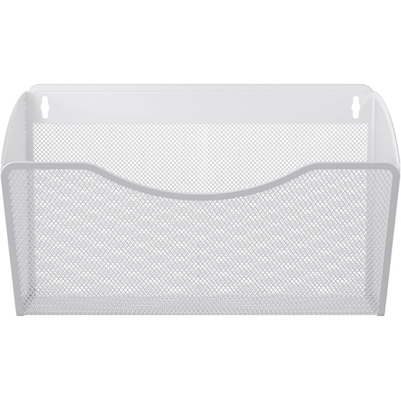 Wall File Organizer, Metal Mesh Hanging File Folder Holder for Letter/A4 Size Folders, Vertical Wall Mount Mail Sorter for Office Paperwork, Classroom, White