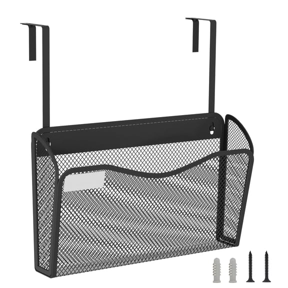 Wall File Organizer,Single Pockets Mesh Hanging File Organizer, Mount Document Magazine Rack with Labels, Hanging File Folders for Office, Home