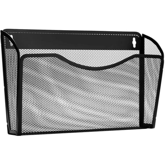 Wall File Organizer,Topboutique 1 Pocket Wall Mount File Hanging Organizer, Metal Mesh Office Home Folder Binder Holder Magazine Mail Sorter Rack,Black,Christmas Gifts