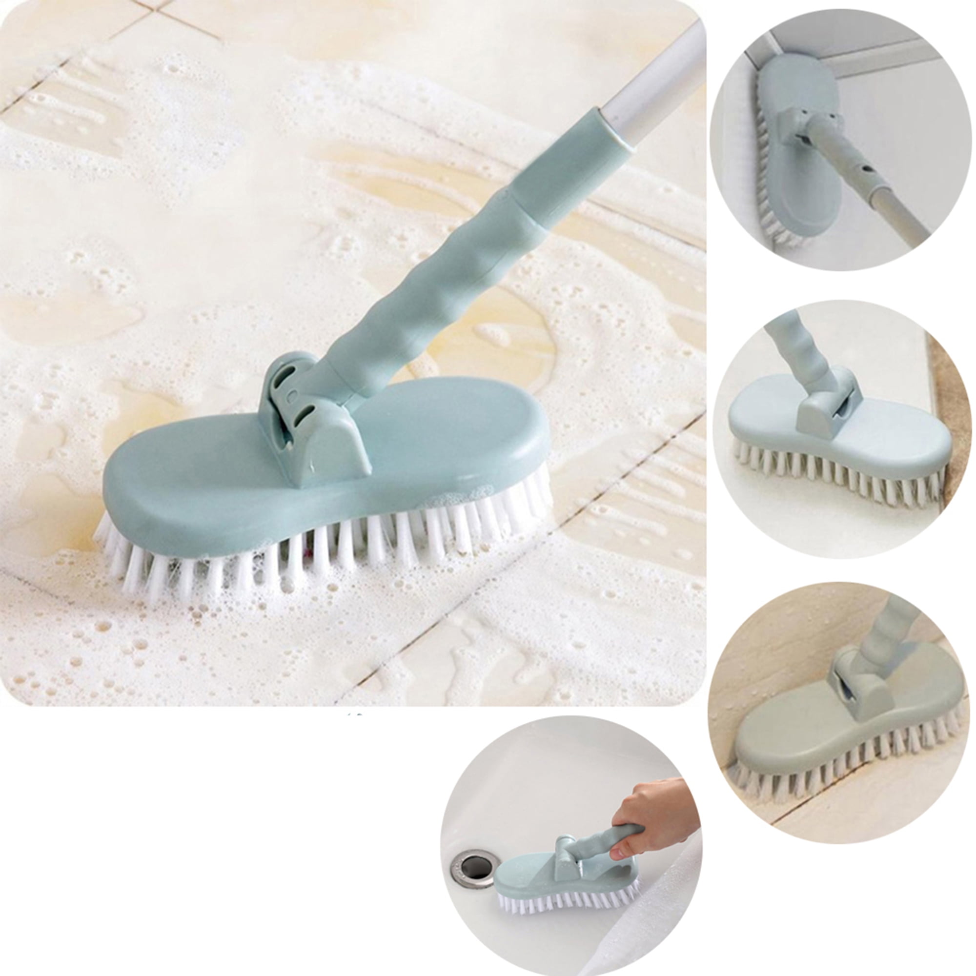 Qaestfy Shower Bathtub Tub and Tile Scrubber Brush with 51\ Adjustable Long Handle Cleaning Brushes Lock in Place Scrub Brush Head for Bathroom Wall