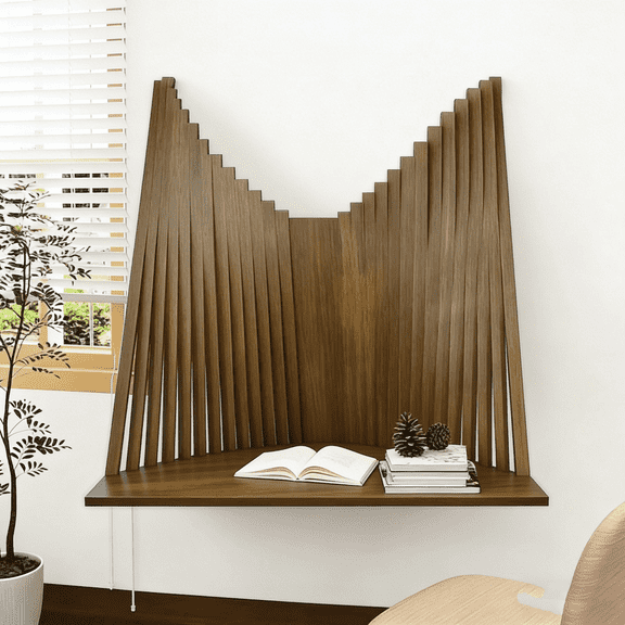 Solid Wood Folding Wall Desk Drop Leaf Table (80*60) - Fold Down Mounted Table for Small Space, Office, Laundry & Kitchen