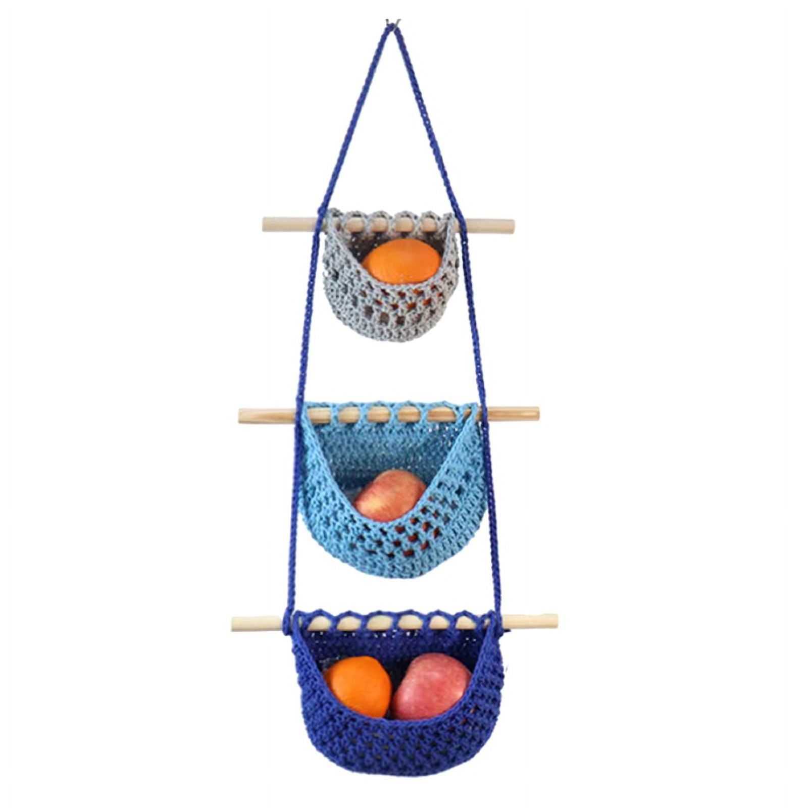 Wall Fruit Basket Braided Hanging Baskets for Kitchen Fruit and