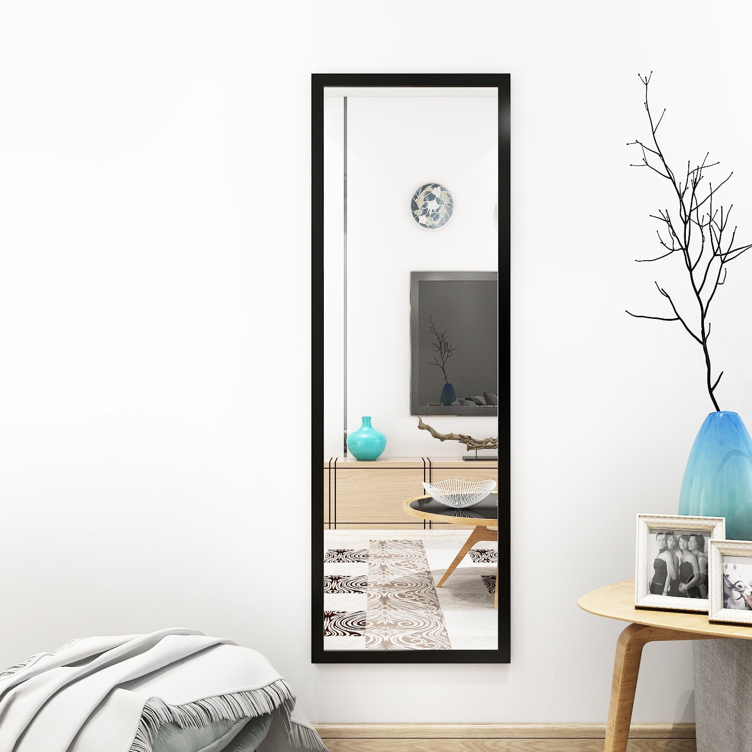 Wall Full Length Door Mirror,44“×16" Modern Rectangular Mirror over the