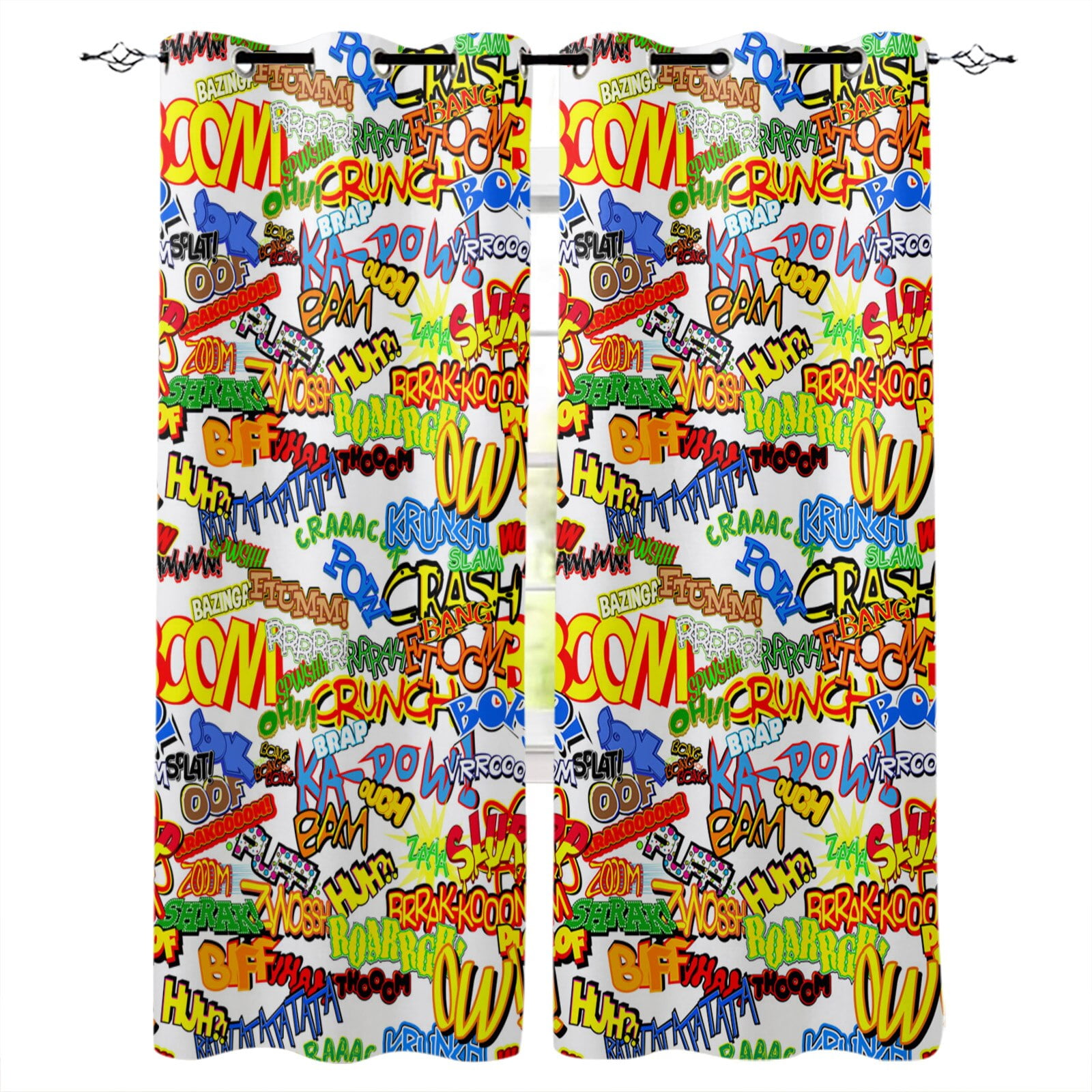 Wall Graffiti Art Text Alphabet Window Curtains Window Blinds Drapes