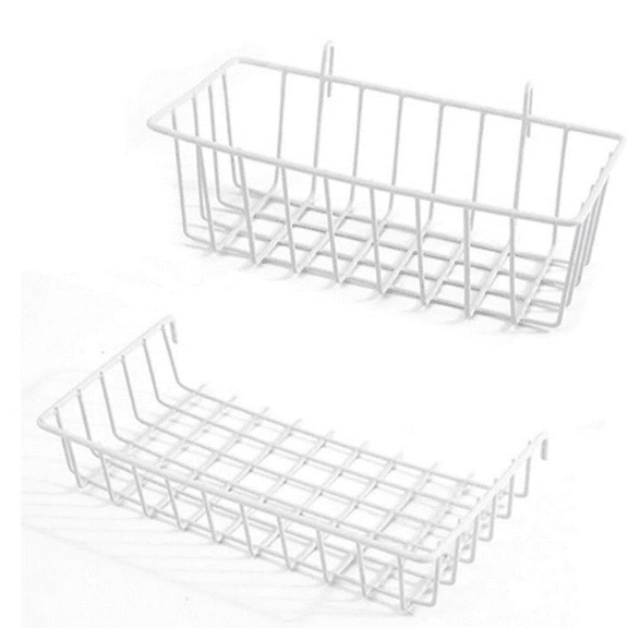 Wall Grid Panel Accessories Wire Grid Baskets Shelf Organizer for Wire Board, White