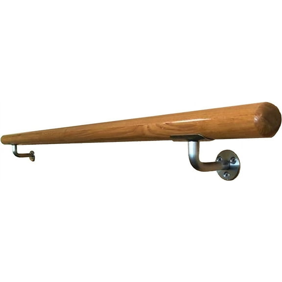 Wall Handrail 3 FT Long 2.0" Diameter Round Solid Wood Stair Handrail Bar, Anti-Slip Wall Safety Handrails for Elderly, Handrailing Indoor Corridor Attic Support Rod for Stairway, Lofts, Stairs Silver