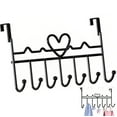 thumbnail image 1 of Wall Hanger Hooks,Over The Door Hook,Metal Coat Rack with Heart Design,Heavy-Duty 7 Hooks Bag Hanger,No Punch Key Hooks,Household Storage Door Hanger,for Clothes,Towels,Hats Balck 1Pcs, 1 of 7